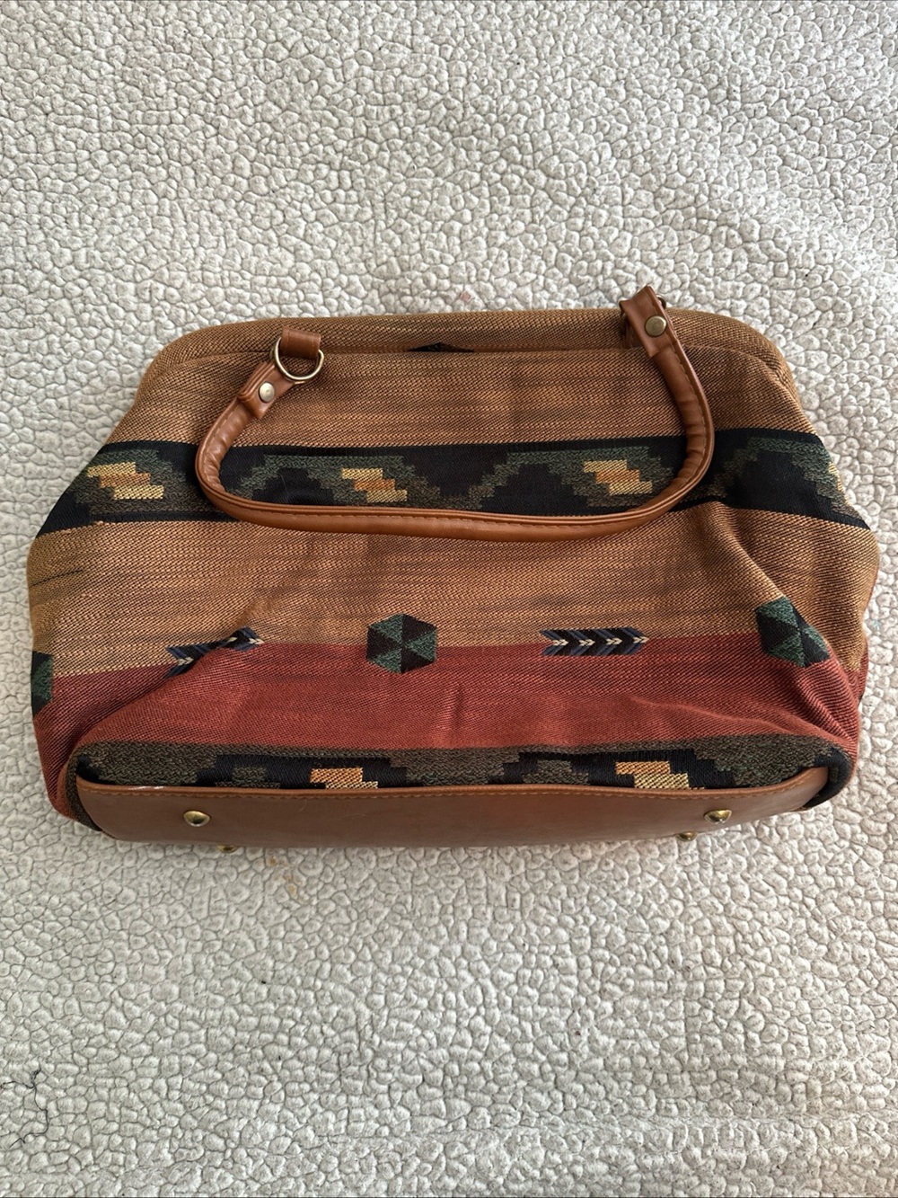 Woven Southwestern Pattern Tote Bag in Brown and Rust
